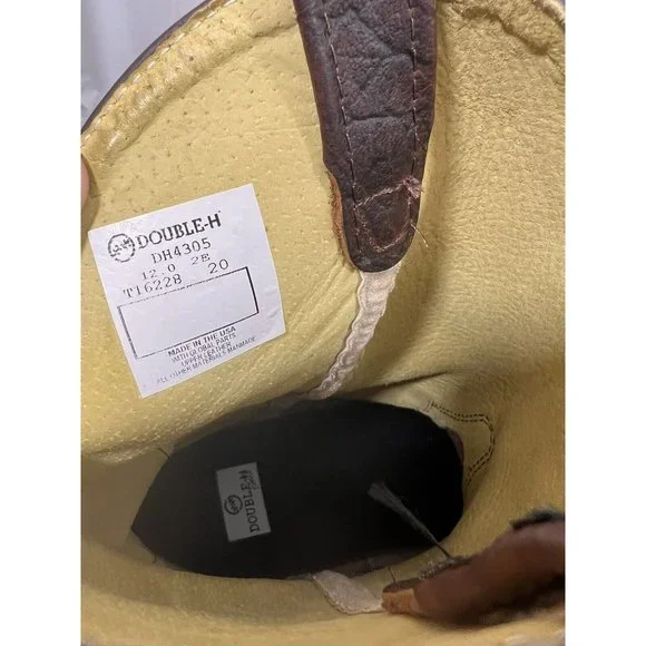 USA MADE DH4305 DOUBLE H ICE BRIAR BISON SQUARE TOE COWBOY BOOTS SZ 12 2E MENS - Picture 5 of 11